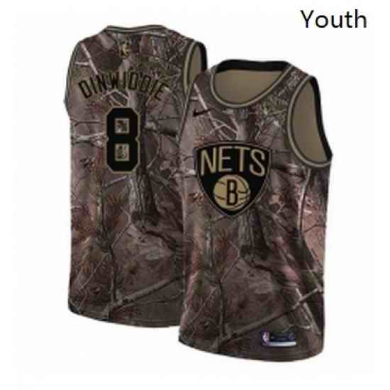 Youth Nike Brooklyn Nets 8 Spencer Dinwiddie Swingman Camo Realtree Collection NBA Jersey
